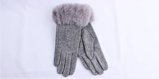 Shackelford fur cuff  glove grey Style; S/LK4951GRY